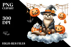 Watercolor Design with Otter for Halloween, High-Res PNG Product Image 2