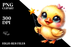 Big Eyes Baby Duck with Magic Wand Vibrant PNG Product Image 2