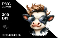 Funny Cow with Cool Hair PNG Product Image 2