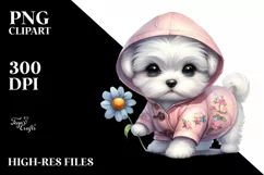 Baby Maltese Raincoat Watercolor Clipart Product Image 3