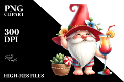 Cute Gnome Drinking a Cocktail with a Gigantic Lemon PNG Product Image 2