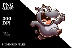 Goofy Hippo Jumping Mid-Air PNG Product Image 2