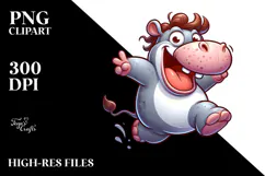Goofy Hippo Jumping Mid-Air PNG Product Image 2