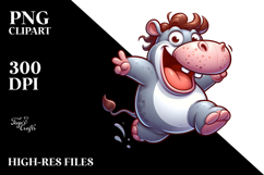Goofy Hippo Jumping Mid-Air PNG Product Image 2