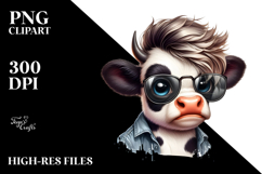 Cool Cow with Disgusted Expression PNG Product Image 2