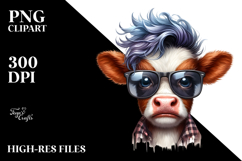 Cool Cow with Disgusted Expression PNG Product Image 2