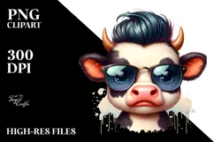 Funny Baby Cow with Crazy Face PNG Product Image 2