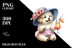 Happy Puppy in Beachwear PNG Product Image 2