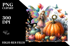 Fairy and Pumpkin Drawing | Vibrant Art Clipart Product Image 2