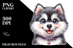 Cute Siberian Husky with Big Eyes PNG Product Image 2