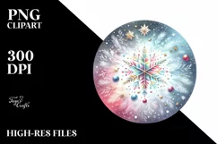 Round Christmas Watercolor PNG Product Image 3