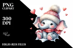 Cute Baby Elephant Sleigh PNG Product Image 3