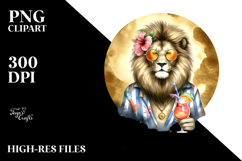 Lion Drinking Cocktail PNG Product Image 2