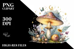 Detailed Mystical Celestial Mushroom PNG Product Image 3