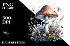 Detailed Mystical Celestial Mushroom PNG Product Image 1