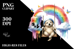Colorful Baby Dog Swinging from Rainbow | Summer Clipart Product Image 2