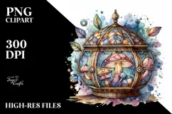 Detailed Mystical Celestial Mushroom PNG Product Image 3