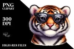 Funny Cute Tiger Portrait Smiling | Clipart Product Image 3