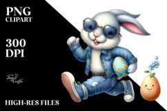 Smiling Bunny in Jeans PNG Product Image 2