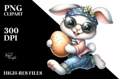 Goofy Bunny with Sunglasses and Big Egg PNG Product Image 2