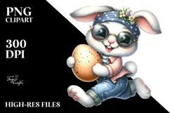 Goofy Bunny with Sunglasses and Big Egg PNG Product Image 2