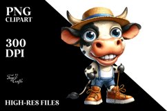 Watercolor Expressive Cow with Sun Hat | Sublimation | Product Image 1