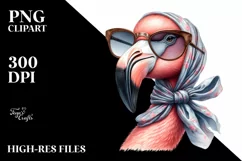 Cute Flamingo Portrait Smiling | Clipart Product Image 1