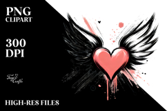 Heart with Wings Paintbrush Style PNG Product Image 2