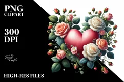 Digital Painting Heart with Roses PNG Product Image 2