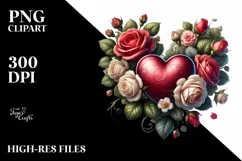 Digital Painting Heart with Roses PNG Product Image 2