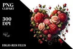 Digital Painting Heart with Roses PNG Product Image 2