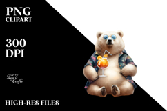 Cute Bear Drinking Cocktail PNG Product Image 2