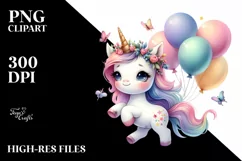 Whimsical Fantasy Clipart, Glossy Balloon Unicorn Product Image 3