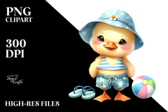 Cute Baby Duck in Beachwear PNG Product Image 2