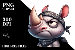 Cartoony Rhino with Bandana, Transparent PNG Product Image 2