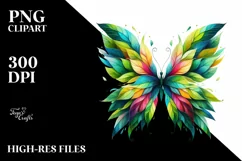 Abstract Butterfly with Plant Leaves, PNG Product Image 3