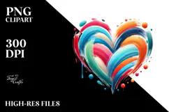 Colorful Heart with Wings and Crown PNG Product Image 2
