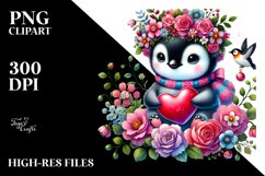 Adorned Penguin Holding Heart PNG Product Image 2