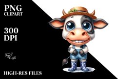 Watercolor Expressive Cow with Sun Hat | Sublimation | Product Image 1