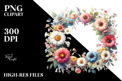 Floral Frame with Daisies | Glossy Petals Clipart Product Image 2