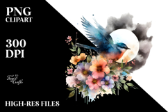 Bird Made of Spring Flowers PNG Product Image 2