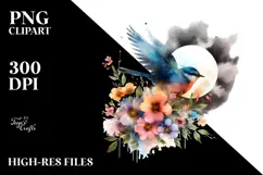 Bird Made of Spring Flowers PNG Product Image 2
