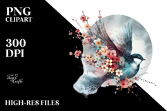 Bird made of Spring Flowers PNG Product Image 2