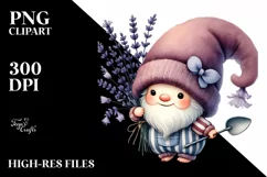 Watercolor Baby Gnome with Lavender and Calla Lily PNG Product Image 2