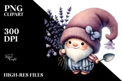 Watercolor Baby Gnome with Lavender and Calla Lily PNG Product Image 2