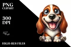 Funny Basset Hound Watercolor Splash | Clipart Product Image 1