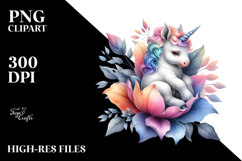 Baby Unicorn Flower, Watercolor PNG Product Image 2