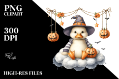 Duck Dressed for Halloween Sitting on Cloud PNG Product Image 2