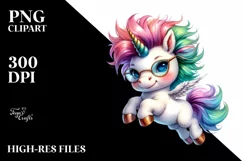 Cute Unicorn Jumping with Floral Wreath, Transparent PNG Product Image 3