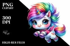 Cute Unicorn Jumping with Floral Wreath, Transparent PNG Product Image 3